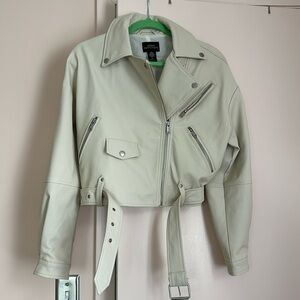 🌟SOLD🌟Urban Outfitters Off White Cropped Faux Leather Jacket